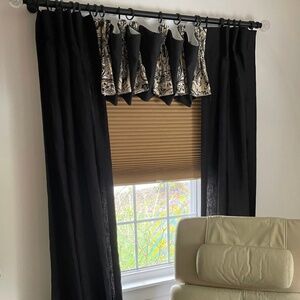 Black Linen Blackout Curtains Single Pair 46 x 84"